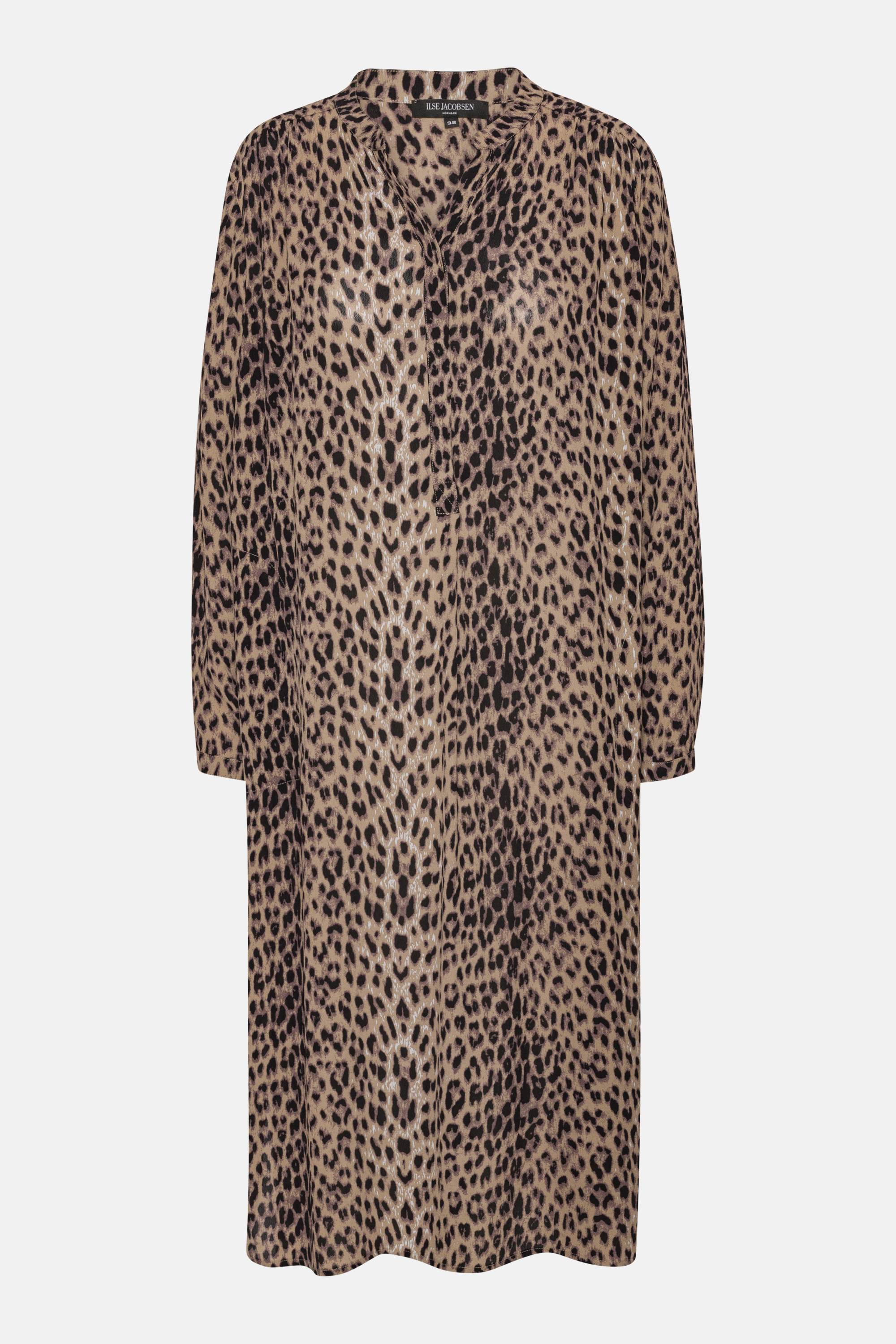 Tunikakleid mit Halber Knopfleiste - Brown Panthera Print